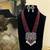 Royal ruby beaded necklace set with pearl drops and silver cz pendant by treemoda