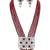 Royal ruby beaded necklace set with pearl drops and silver cz pendant by treemoda