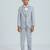 pleated collar suit set full sleeves blazer, shirt, pant and waist coat with bow tie - grey