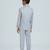 pleated collar suit set full sleeves blazer, shirt, pant and waist coat with bow tie - grey