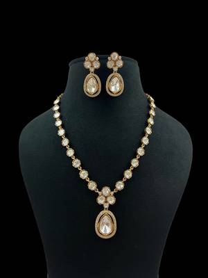 Royal kundan polki necklace set with drop earrings traditional bridal jewelry 1