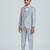 pleated collar suit set full sleeves blazer, shirt, pant and waist coat with bow tie - grey