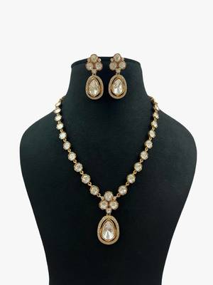 Royal kundan polki necklace set with drop earrings traditional bridal jewelry 2
