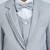 pleated collar suit set full sleeves blazer, shirt, pant and waist coat with bow tie - grey
