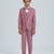 pleated suit set full sleeves blazer, shirt, pant and waist coat with bow tie - peach