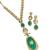 Luxury emerald drop necklace set with polki stones by treemoda