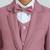 pleated suit set full sleeves blazer, shirt, pant and waist coat with bow tie - peach