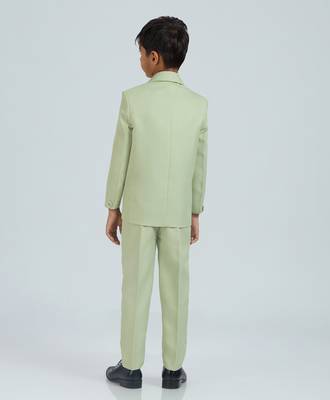 sequence suit set full sleeves blazer, shirt, pant and waist coat with bow tie - pgreen 2