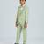 sequence suit set full sleeves blazer, shirt, pant and waist coat with bow tie - pgreen