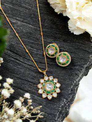 Royal kundan polki necklace set with drop earrings traditional bridal jewelry 3