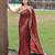 Maroon printed silk blend saree with blouse