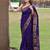 Blue printed silk blend saree with blouse