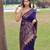 Blue printed silk blend saree with blouse