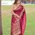 Pink printed silk blend saree with blouse