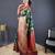 Green self design embellished silk blend saree with blouse 