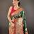 Green self design embellished silk blend saree with blouse 