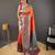 Orange self design embellished silk blend saree with blouse 