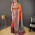 Orange self design embellished silk blend saree  with blouse  