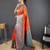 Orange self design embellished silk blend saree with blouse 