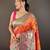 Orange self design embellished silk blend saree with blouse 