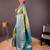 Green self design embellished silk blend saree with blouse 