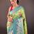 Green self design embellished silk blend saree with blouse 