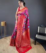 Pink self design embellished silk blend saree  with blouse  