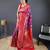 Pink self design embellished silk blend saree with blouse 