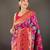 Pink self design embellished silk blend saree with blouse 