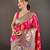 Pink self design embellished silk blend saree with blouse 
