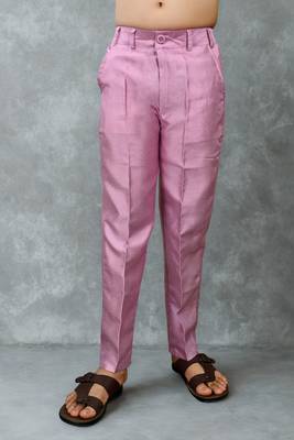 Boys cotton silk geometric patchwork embroidered kurta set- lilac 7