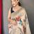 White embellished self design silk blend saree with blouse