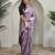 Lavender embellished self design silk blend saree with blouse  