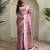 Pink embellished self design silk blend saree with blouse  