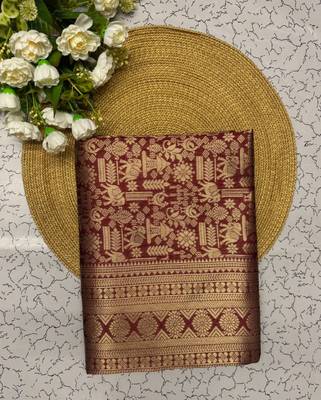 Woven Silk Women's Saree With Blouse  2