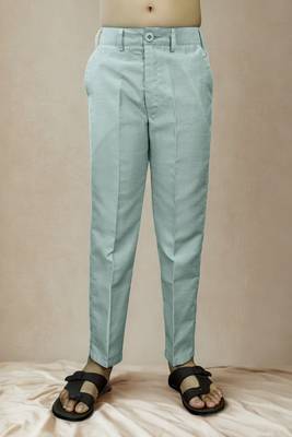 Boys cotton silk geometric sequined floral embroidered kurta shrug set- aqua blue 9