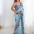 Sky blue chinon printed party wear saree