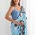 Sky blue chinon printed party wear saree