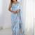Light blue chinon printed party wear saree