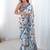 Off white chinon printed party wear saree