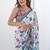 Off white chinon printed party wear saree