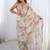 Off white chinon printed party wear saree