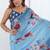 Light blue chinon printed party wear saree