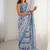 Off white chinon printed party wear saree