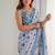 Off white chinon printed party wear saree