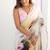 Off white chinon printed party wear saree
