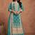 Turquoise embroidery & sequins work simar silk straight palazzo suit - free size stitching (size upto 42")