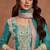 Turquoise embroidery & sequins work simar silk straight palazzo suit - free size stitching (size upto 42")