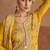 Yellow embroidery, thread & sequins work chinon straight palazzo suit - free size stitching (size upto 42")