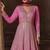 Pink embroidery zari, sequins &  gota work chinon silk gown suit - free size stitching (size upto 42")
